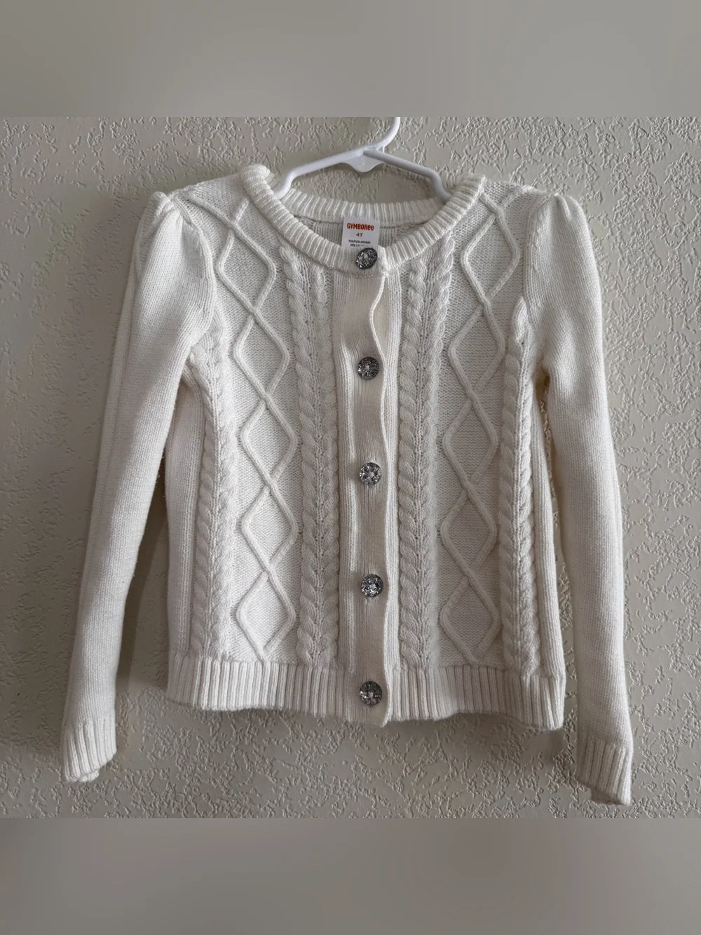 Gymboree White Cable-Knit Button Cardigan Preppy Classic Holiday Girls 4T